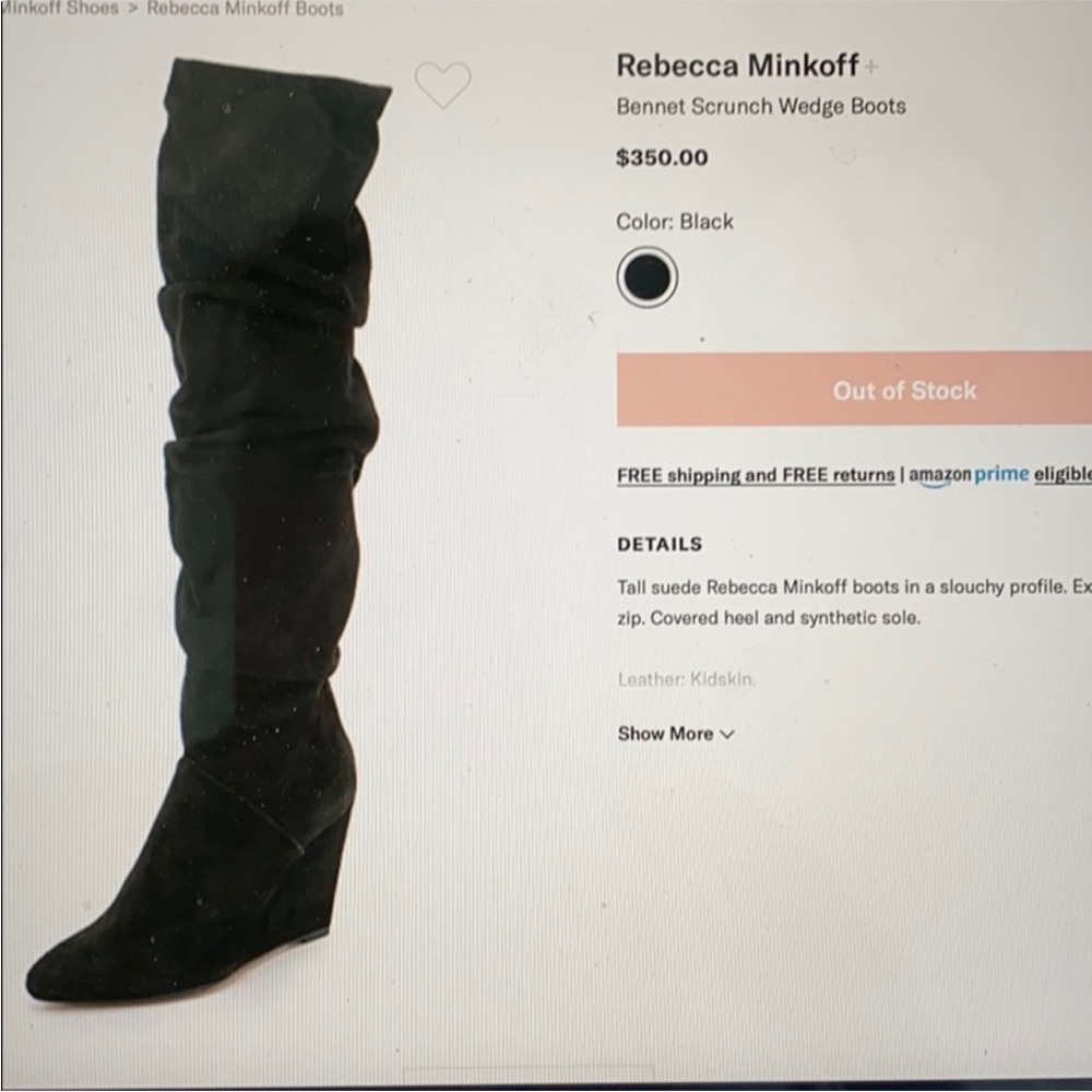Rebecca Minkoff Bennet Slouch Scrunch Wedge black boots
